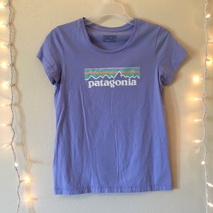 Patagonia periwinkle logo tee